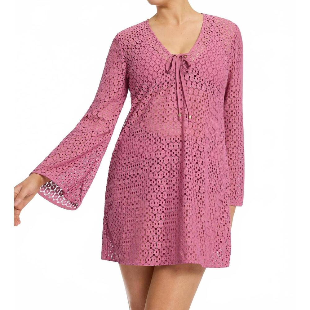 NEW JETS stretch lace kaftan cover up dress in mauve